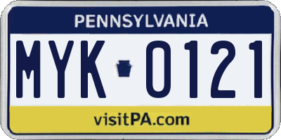 PA license plate MYK0121