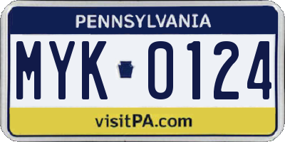 PA license plate MYK0124
