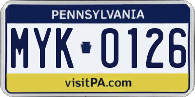 PA license plate MYK0126