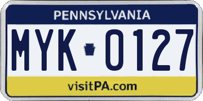 PA license plate MYK0127