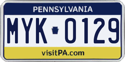 PA license plate MYK0129