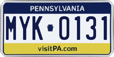 PA license plate MYK0131