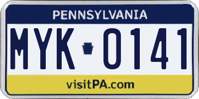 PA license plate MYK0141