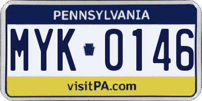 PA license plate MYK0146