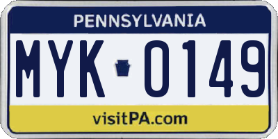 PA license plate MYK0149