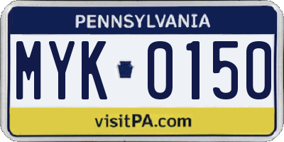PA license plate MYK0150