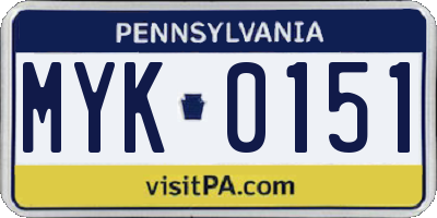 PA license plate MYK0151