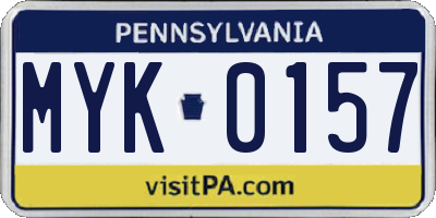 PA license plate MYK0157
