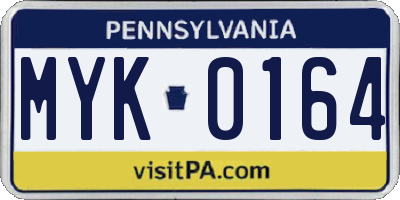 PA license plate MYK0164