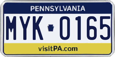 PA license plate MYK0165