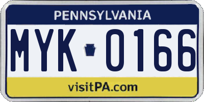 PA license plate MYK0166