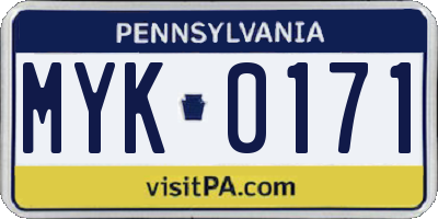 PA license plate MYK0171