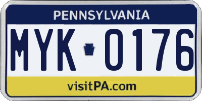 PA license plate MYK0176