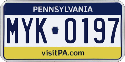 PA license plate MYK0197