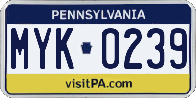 PA license plate MYK0239