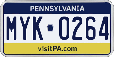PA license plate MYK0264
