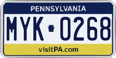 PA license plate MYK0268