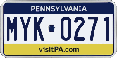 PA license plate MYK0271
