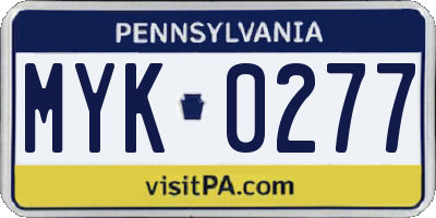 PA license plate MYK0277