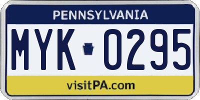 PA license plate MYK0295