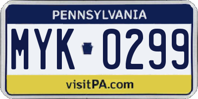 PA license plate MYK0299