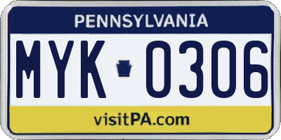 PA license plate MYK0306