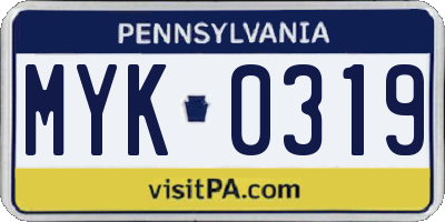PA license plate MYK0319