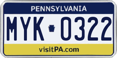 PA license plate MYK0322