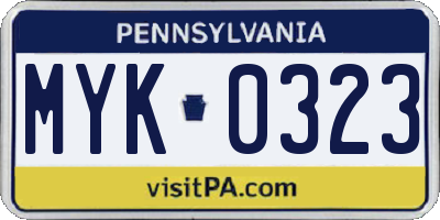 PA license plate MYK0323