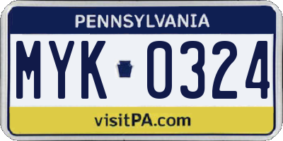 PA license plate MYK0324
