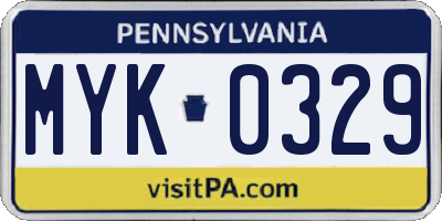 PA license plate MYK0329