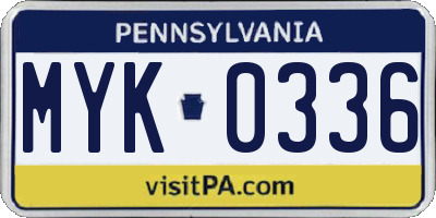 PA license plate MYK0336