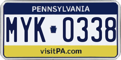 PA license plate MYK0338