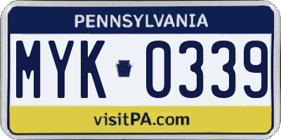 PA license plate MYK0339