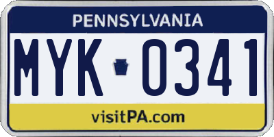 PA license plate MYK0341