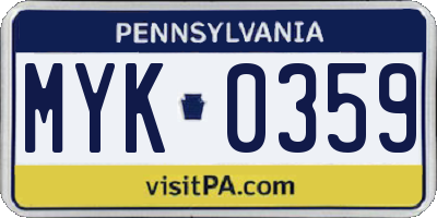 PA license plate MYK0359