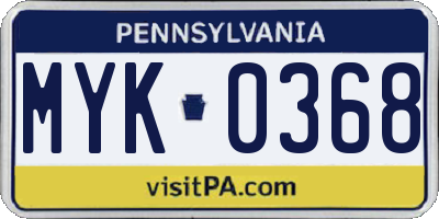 PA license plate MYK0368