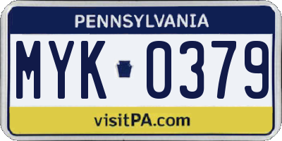 PA license plate MYK0379