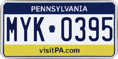 PA license plate MYK0395