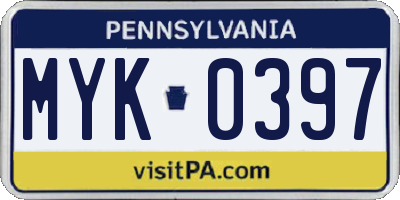 PA license plate MYK0397