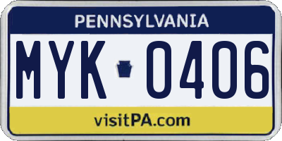 PA license plate MYK0406