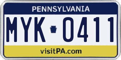 PA license plate MYK0411