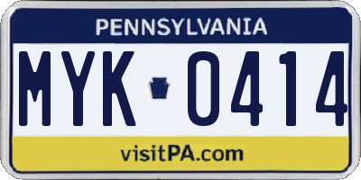 PA license plate MYK0414