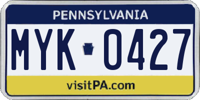 PA license plate MYK0427