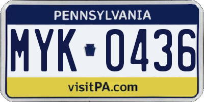 PA license plate MYK0436
