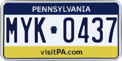 PA license plate MYK0437