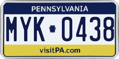 PA license plate MYK0438