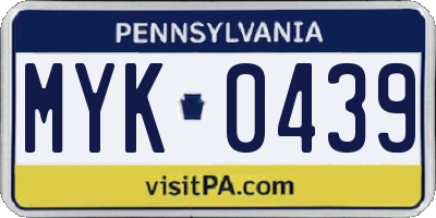 PA license plate MYK0439