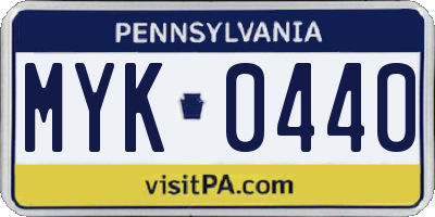 PA license plate MYK0440