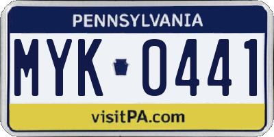 PA license plate MYK0441